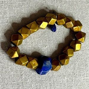 Blue Stone Beaded Stretch Bracelet